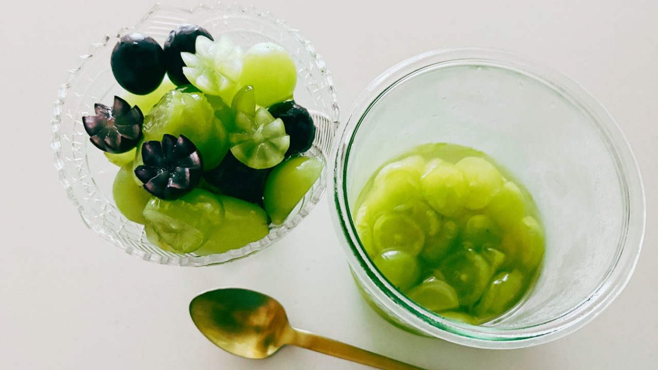 ★「シャインマスカットとナガノパープルのゼリーがけ」の作り方 レシピ 食べた感想