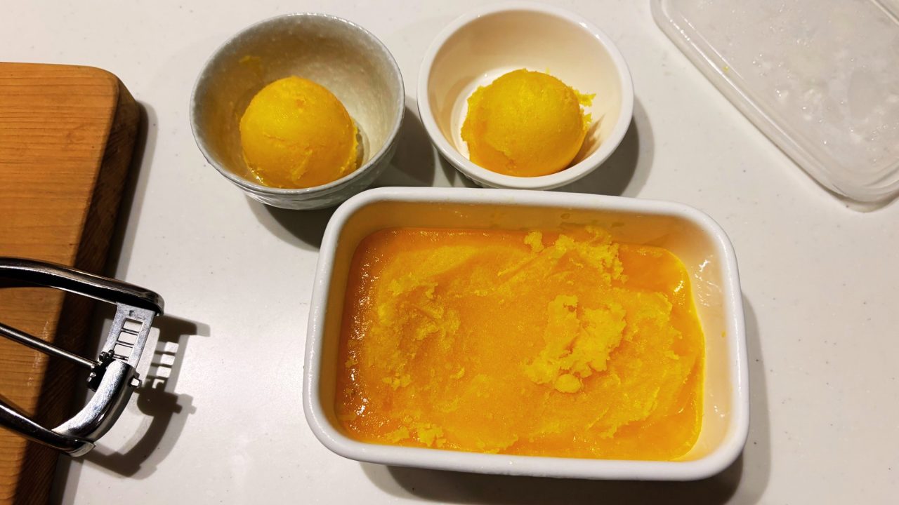 ★「マンゴージェラート」の作り方 レシピ マンゴーの切り方 食べごろ 旬 食べた感想