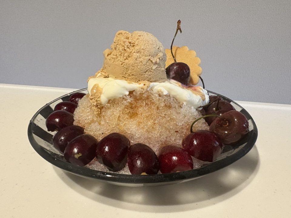 ★「アメリカンチェリーと紅茶、チャイのかき氷」の作り方 レシピ 食べた感想 紅茶シロップ チャイアイスクリーム
