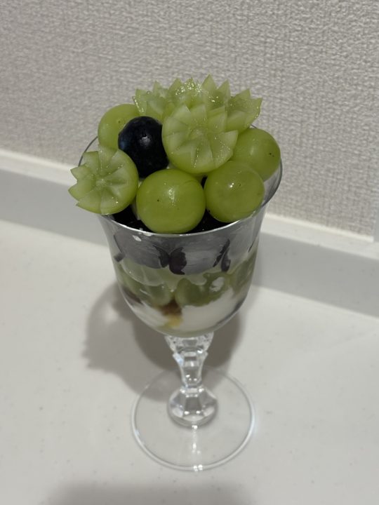 ★「シャインマスカットとナガノパープルのパフェ」の作り方 レシピ 食べた感想