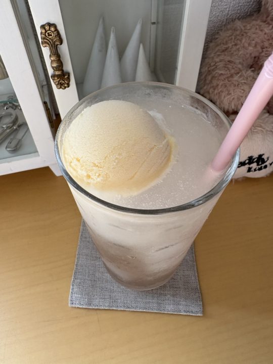 ★「白桃のソーダ」作り方 レシピ 食べた感想 桃のシロップ漬け スカッシュ ドリンク