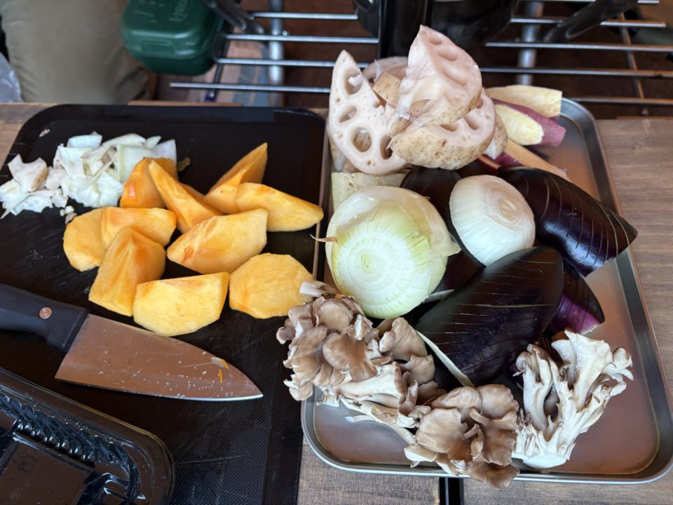 ★キャンプ飯 天ぷら、お鍋などしっかりめ編 サバサンド、ポテトチップス、クッキングイベントにも参加しました