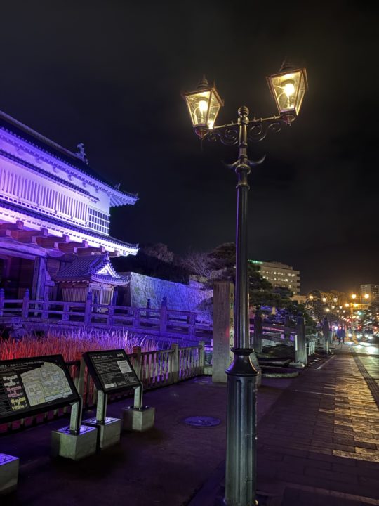鹿児島（鶴丸）城跡 堀のハスの群生 西南戦争弾跡 イルミネーション おすすめ夜景 鹿児島城跡 鶴丸城跡